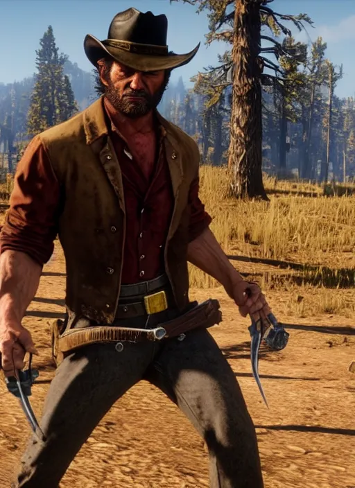 Image similar to film still of wolverine in red dead redemption 2 ( 2 0 1 8 video game )