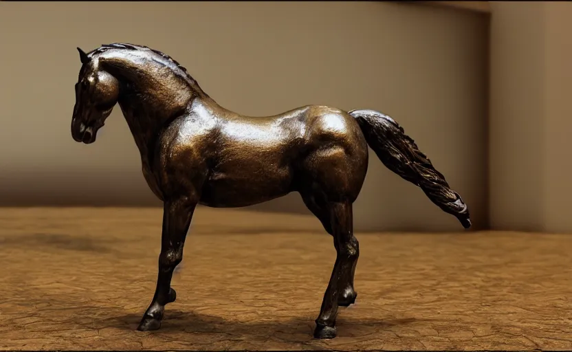 Image similar to Horse bronze figure, unreal engine, highly detailed
