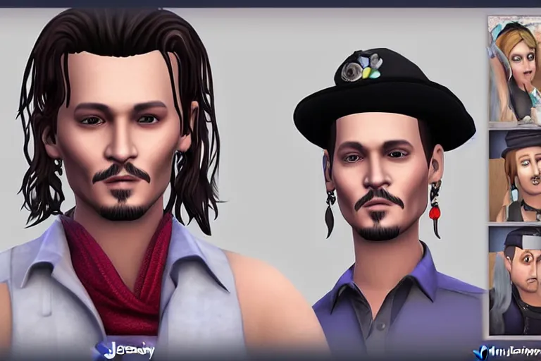 Prompt: johnny depp in sims 4