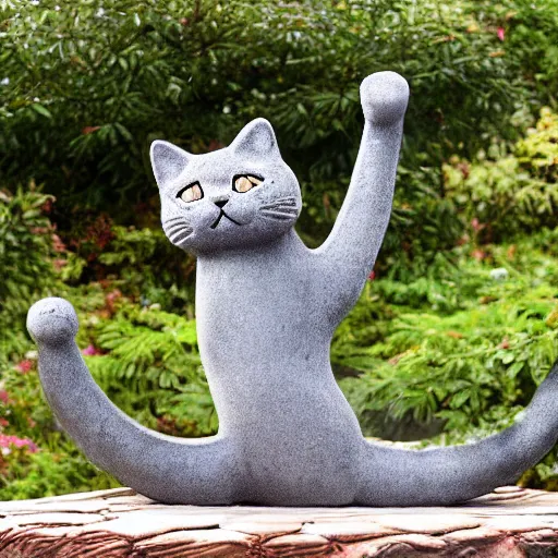 Image similar to highly detailed anthropomorphic cat in dancing pose on long scratch post