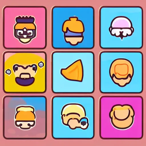 Image similar to cute chubby icons for mobile game ui