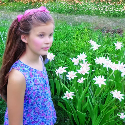 Image similar to girl lily 7 years old in beautiful nature free flower