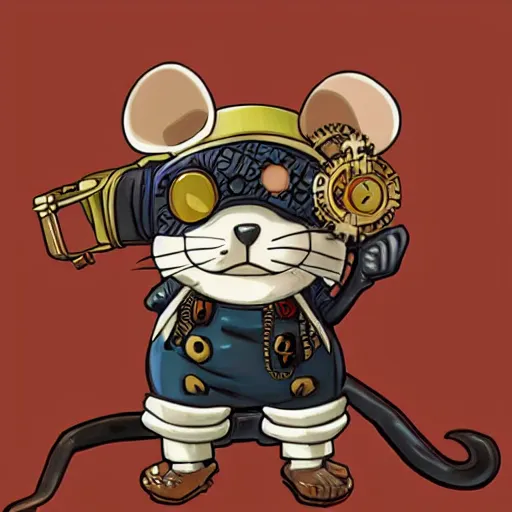 Image similar to a rat with steampunk googles, from One piece