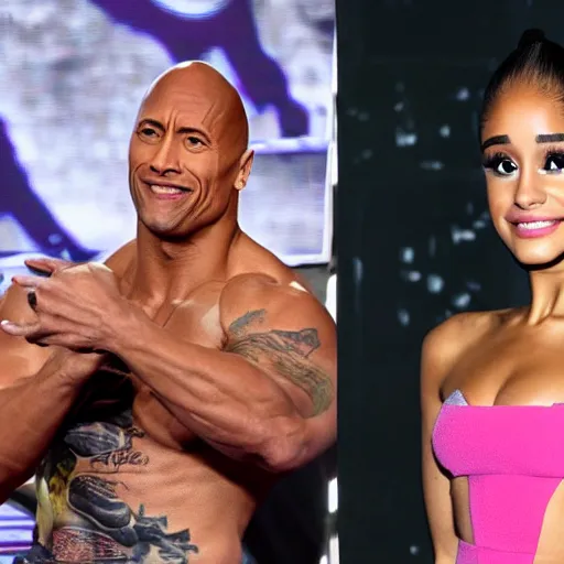 Image similar to dwayne johnson ariana grande