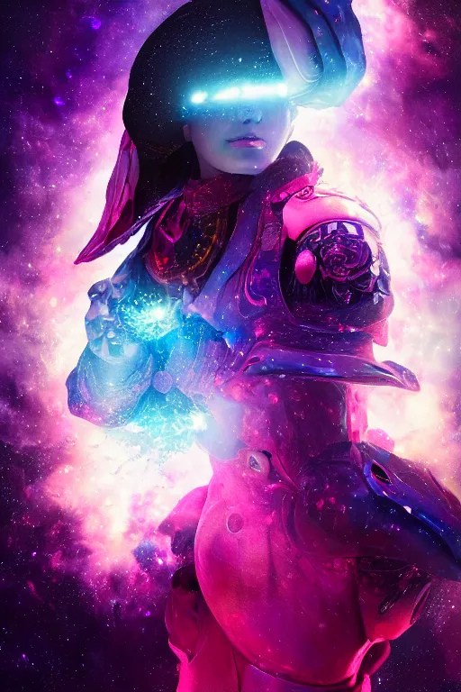 Prompt: a fancy portrait of a beautiful automaton in space with a colourful nebula behind her by dustin nguyen, sung choi, mitchell mohrhauser, maciej kuciara, johnson ting, maxim verehin, peter konig, bloodborne, 8 k photorealistic, cinematic lighting, hd, high details, dramatic, dark atmosphere, trending on artstation