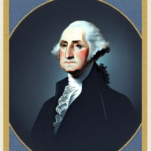 Prompt: George Washington wearing blue jeans and a blue polo