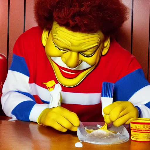 Image similar to ronald mcdonald puking vomiting