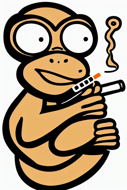 Image similar to Monkey with a cigarette, sticker, colorful, illustration, highly detailed, simple, smooth and clean vector curves, no jagged lines, vector art, smooth