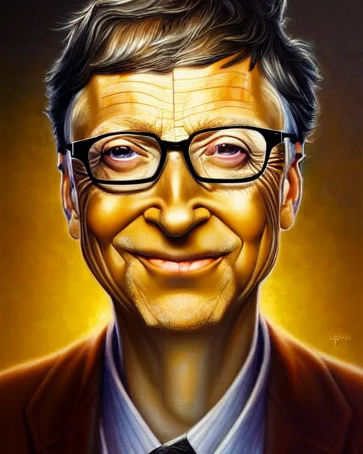 Image similar to detailed portrait of bill gates cheese!! grater!!! shredded by tomasz alen kopera and peter mohrbacher and johanna martine! and margaret keane! coherent luminescent