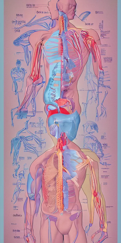 Image similar to anatomy poster, pastel colors, illustration