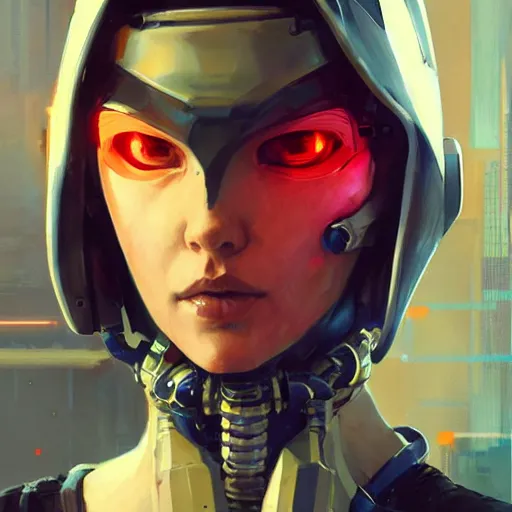 Prompt: movie still of stylized cybernetic ninja - cyberpunk girl, wearing techwear and armor, complementary colors, beautiful realistic face, highly detailed, artstation, concept art, smooth, sharp focus, illustration, art by artgerm, by greg rutkowski, by jeremy mann, by francoise nielly, oil painting