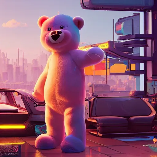 Image similar to care bears in cyberpunk 2 0 7 7 8 k hyperdetailed photorealism hdr unreal engine 5 extremely high level of detail