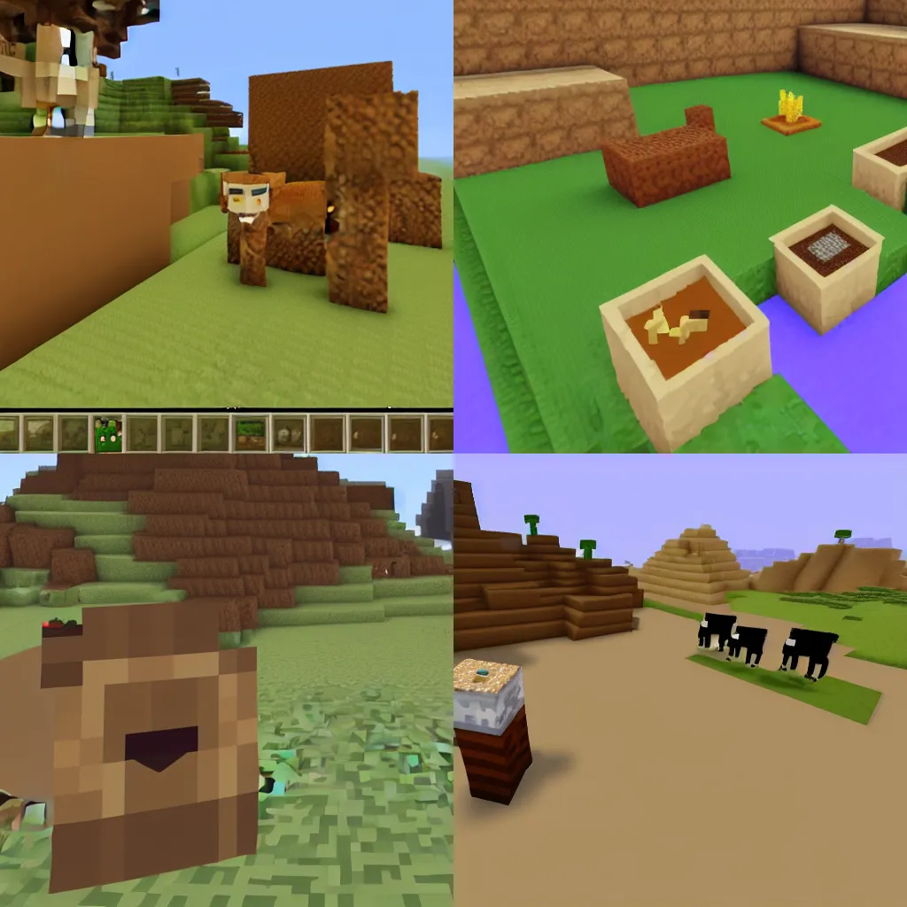 Prompt: Desert and Alpaca from Minecraft