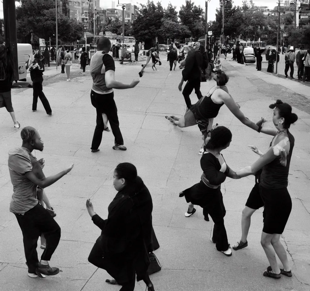 Prompt: people at the bus stop were looking at me. they were dancing among themselves. a courting, fleeting, violent dance that i was not invited to. after about a thousand questions the police officers stopped talking, although i was no longer answering. i hadn't even been listening. i was trying to look at the people at the bus stop, but they kept disappearing