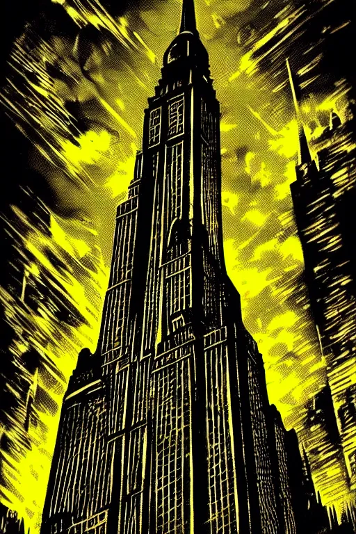 Image similar to gotham city, aesthetic, fantasy, bioshock pop art, by mike swiderek, jorge lacera, ben lo, tyler west,, ultrarealistic, sharp focus, intricate, ultra high definition details, shadow effect