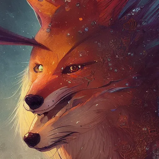 Prompt: a detailed portrait of an anime fox warrior, by victo ngai and justin gerard, digital art, realistic painting, very detailed, sharp focus, fantasy, dnd, character design, trending on artstation