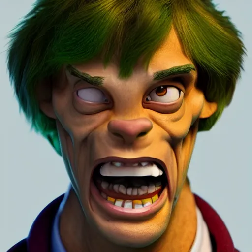 Prompt: a buff shaggy rogers making a surprised face, concept art by guillermo del toro, cgsociety, verdadism, creepypasta, zbrush, groovy