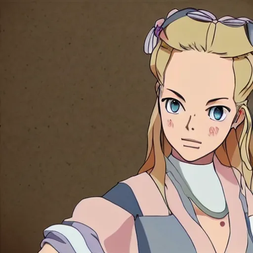 Prompt: Margot Robbie as an Anime Girl, Studio Ghibli style