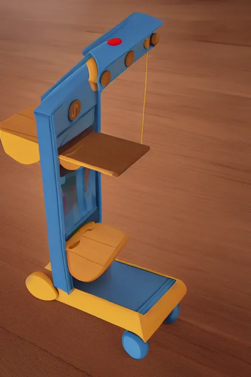 Image similar to A Fisher-Price guillotine toy, unreal engine 5 render, guillotine