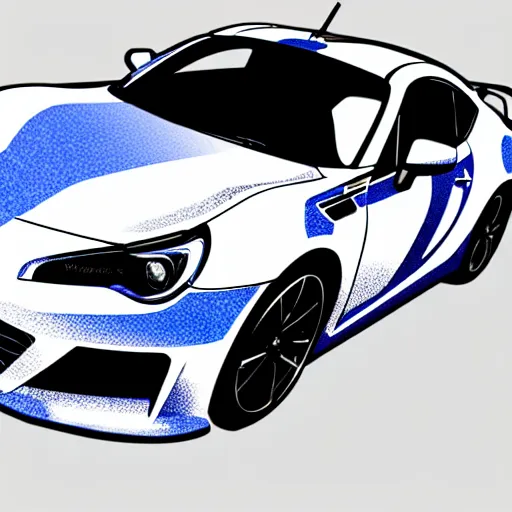 Prompt: vector art of a single blue subaru brz, isometric, 4 k, detailed lighting