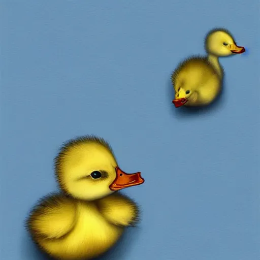 Image similar to two baby ducklings going on an adventure, fantasy, detailed digital art,