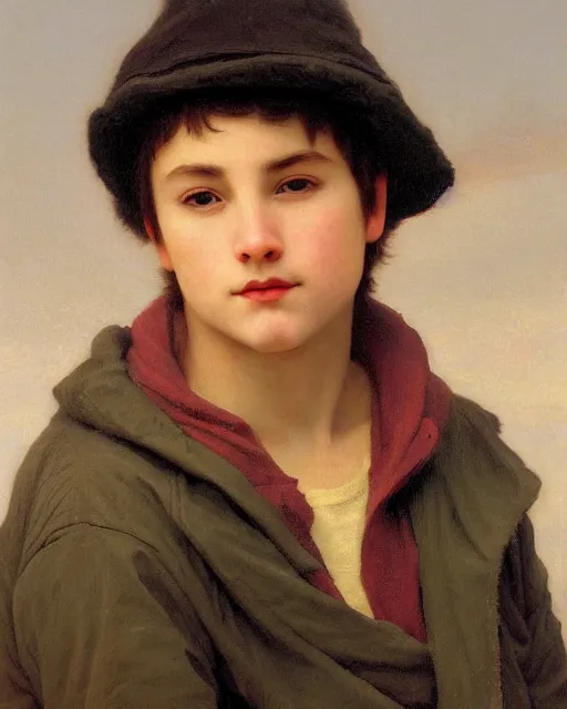 Prompt: beautiful glorious realistic oil painting of young stan marsh, bokeh, baroque style by bouguereau, sunset, highly detailed, 8 k intricate
