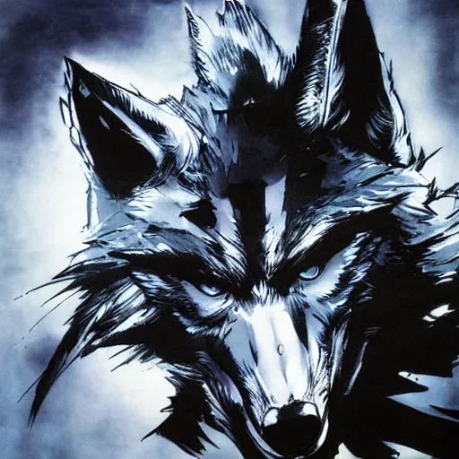 Image similar to an anthro wolf, Yoji Shinkawa