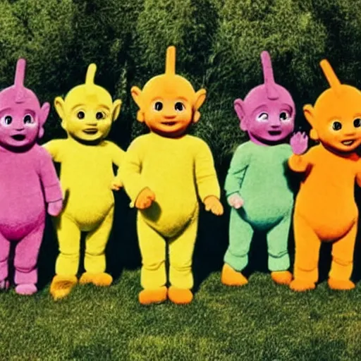 Image similar to teletubbies holding a funeral