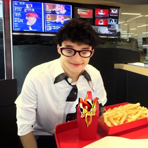 Image similar to t 1 faker working at mcdonalds