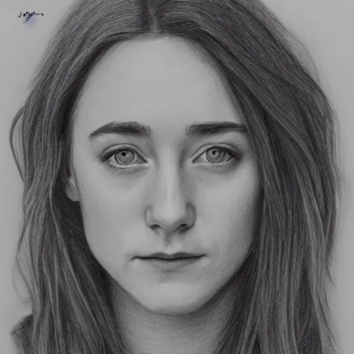 Image similar to Saoirse Ronan portrait, pencil sketch, graphite on paper