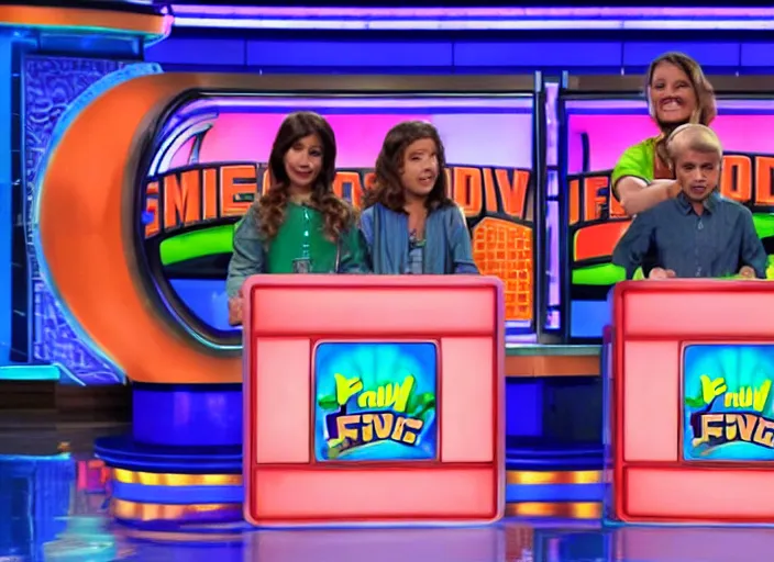 Image similar to the episode of Family Feud where everyone gets covered with nickelodeon slime hd