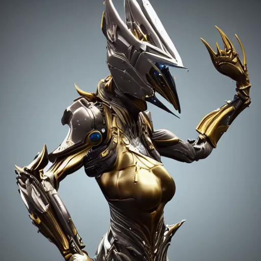 Prompt: stunning close up bust of valkyr prime female warframe, doing an elegant pose, highly detailed, artstation, deviantart, 8k octane render