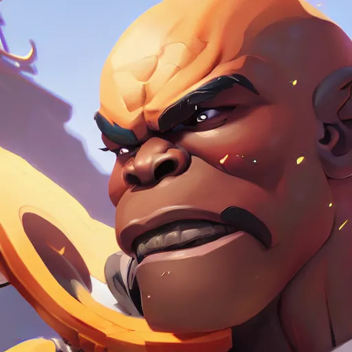 Image similar to a closeup portrait of doomfist from overwatch, art by lois van baarle and loish and ross tran and rossdraws and sam yang and samdoesarts and artgerm and saruei and disney, digital art, highly detailed, intricate, sharp focus, trending on artstation hq, deviantart, unreal engine 5, 4 k uhd image