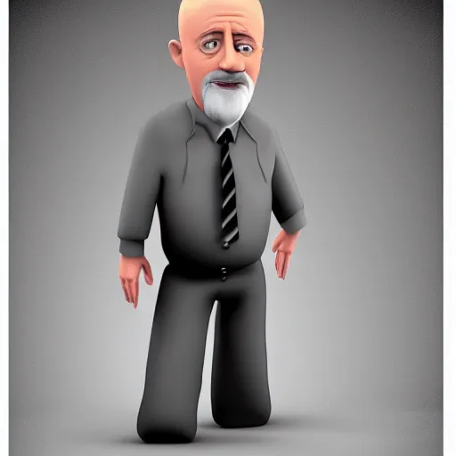Image similar to mike ehrmentraut as a 3d cartoon character, stylized, portrait, facing forward