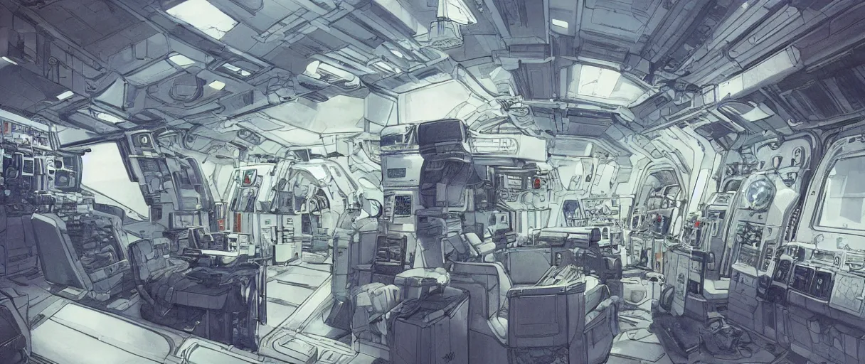 Prompt: concept art for the interior of a space station there is a large window looking out on a planet from space by kim jung gi