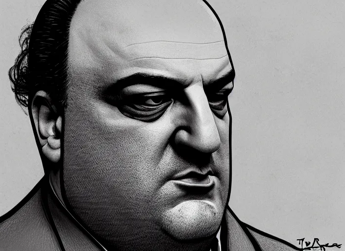 Image similar to a stylized portrait of tony soprano drawn by aleksander rostov, details, hyper - detailed, disco elysium, hd, hdr, 4 k, 8 k