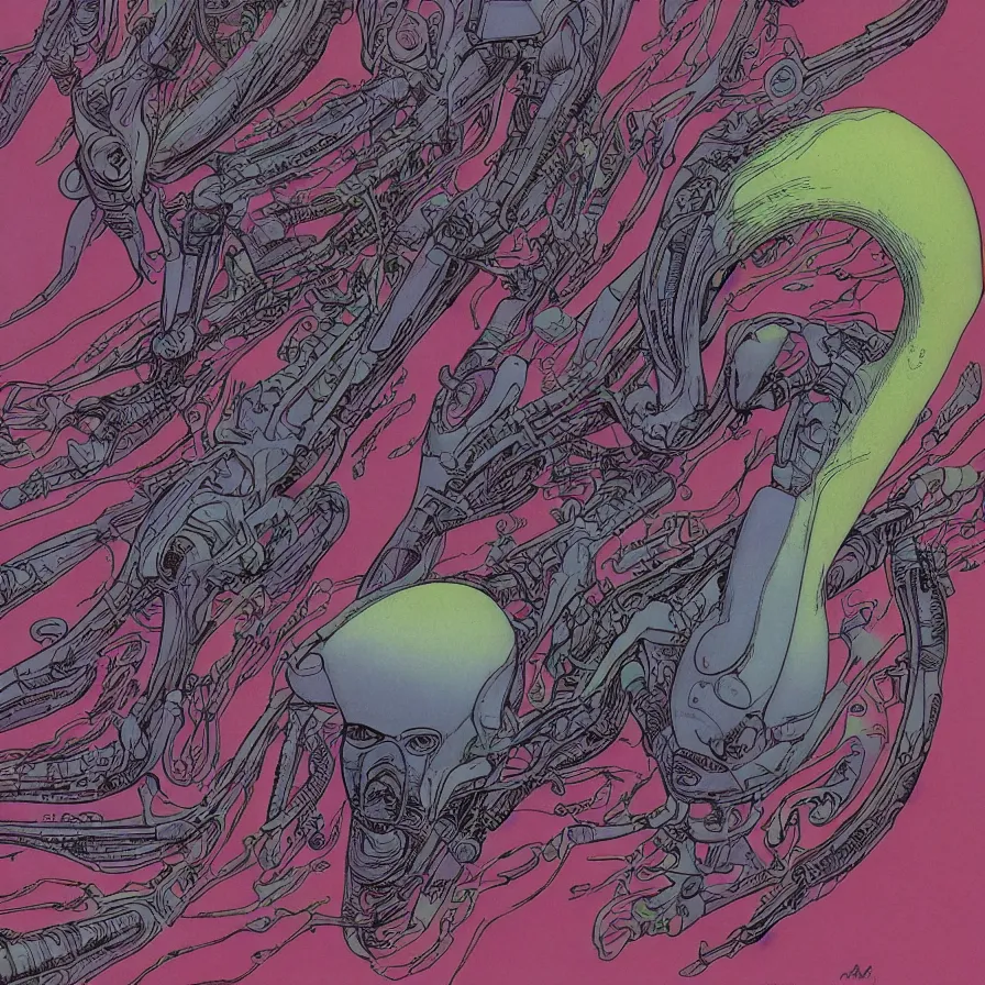 Prompt: ( an alien, record jacket design ) by mœbius