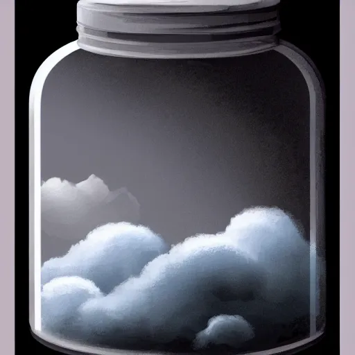 Prompt: a storm with clouds inside of a jar, artstation