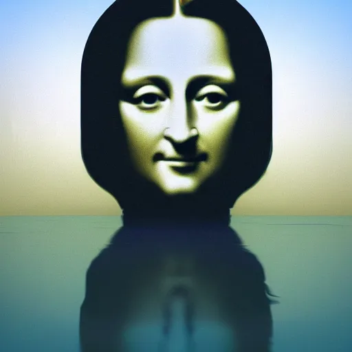 Image similar to the (monalisa) as a floating head in the style of BEEPLE, 3d render, octane render by beeple