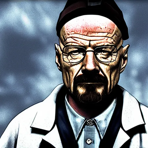 Image similar to walter white, half life 2 cover