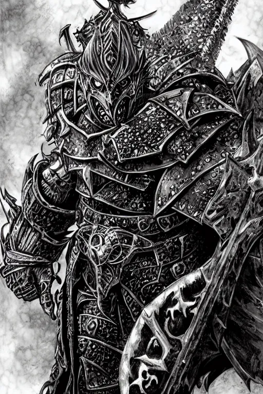 Image similar to chaos warrior, fantasy, warhammer, highly detailed, digital art, sharp focus, trending on art station, kentaro miura manga art style