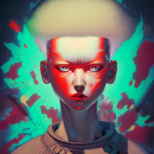 Image similar to prompt : soviet punk portrait soft light painted by james jean and katsuhiro otomo and erik jones, inspired by akira anime, smooth face feature, intricate oil painting, high detail illustration, sharp high detail, manga and anime 1 9 9 9