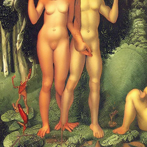 Image similar to Adam and eve in the garden of Eden