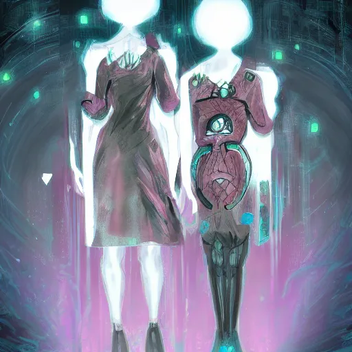 Image similar to mother maiden and crone, cyberpunk themed art, sci - fi concept art