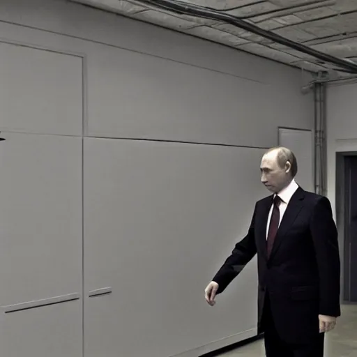 Image similar to vladimir putin in the scp foundation basement floor, photo