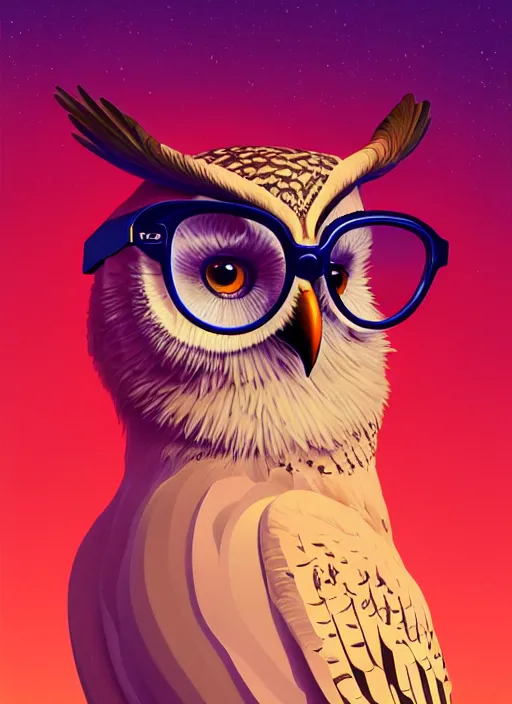 Prompt: a portrait of a stern owl wearing horn rimmed glasses. matte painting concept art, art nouveau, beautifully backlit, swirly vibrant color lines, fantastically gaudy, aesthetic octane render, 8 k hd resolution, by ilya kuvshinov and cushart krent and gilleard james