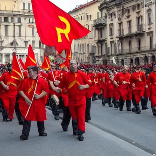 Prompt: communist parade in Genova