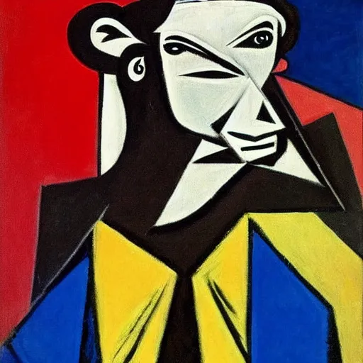 Prompt: beautiful paintingGeorge Carlin as bull by Pablo Picasso, 4 K