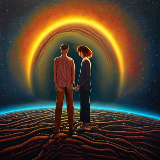 Image similar to cosmic love by jeffrey smith, oil on canvas, 4 k detailed, cinematic lighting, highly detailed, hyperrealistic, unreal engine