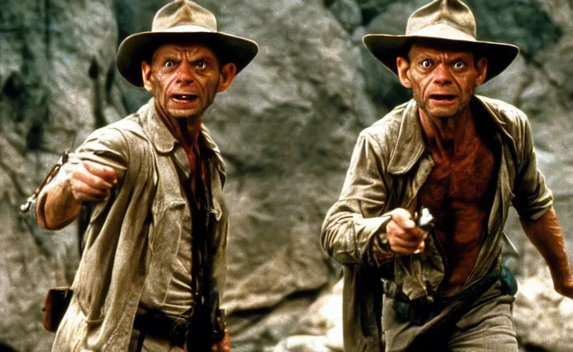 Image similar to a still of gollum as indiana jones in in indiana jones and the last crusade ( 1 9 8 9 ),